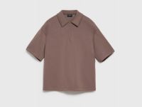 Поло с воротником на молнии, Коричневый