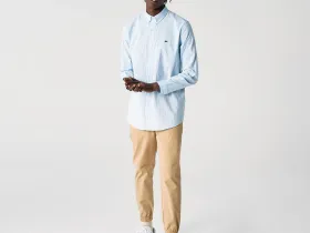 Мужская рубашка Lacoste приталенного кроя из смеси хлопка и льна