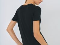 Полупрозрачная футболка в рубчик, Черный