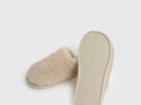 Тапочки с искусственным мехом, Бежевый