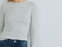 Лонгслив в рубчик, Серый