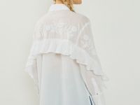 Блузка из вуалевого хлопка с вышивкой, Белый