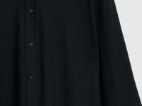 Рубашка с длинным рукавом из смесового льна, Черный