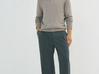 Вязаный джемпер-поло с длинным рукавом, Бежевый