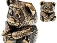 Бусина для темляка Мишка с мёдом, латунь