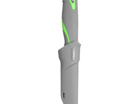 Нож Ganzo Fixed/Case, сталь 9Cr14Mov, рукоять прорезиненный пластик, серо-зеленый