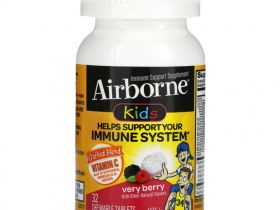 AirBorne, Kids, добавка для поддержки иммунитета, для детей от 4 лет, ягоды, 32 жевательные таблетки