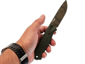 Охотничий нож Hot Knife Hoot, сталь D2 cerakote camo, рукоять зелёная микарта
