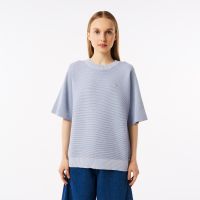 Женский вязаная футболка Lacoste оверсайз с коротким рукавом