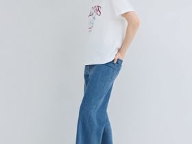 Укороченные широкие джинсы, Синий