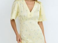 Платье миди с принтом, Желтый