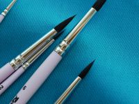 Кисть имитация белки №3 круглая Roubloff "start" короткая ручка, сиреневая матовая, серебристая обой