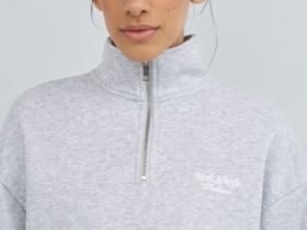 Толстовка с воротником-стойкой на молнии, Серый
