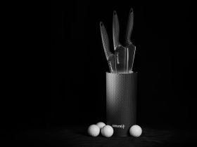 Набор из 3-х кухонных ножей Samura Golf на подставке (10, 23, 85) в подарочной коробке