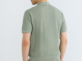Поло из текстурной ткани, Зеленый