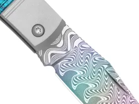 Складной нож Kizer Trestle, сталь радужный дамаск, рукоять титан/кристаллический титан