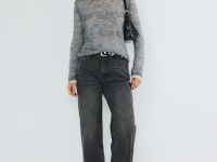 Широкие джинсы со средней посадкой, Серый