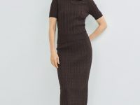 Джемпер поло с косами, Коричневый