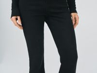 Расклёшенные утеплённые джинсы, Черный