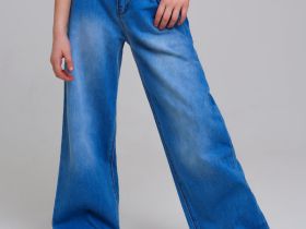 Брюки текстильные джинсовые для девочек