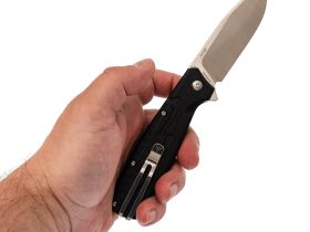 Складной нож SRM 221X-GB satin сталь 14C28N, рукоять Black G10/CF