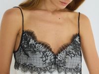 Атласный топ с кружевом, Бежевый
