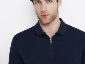 Поло из технологичной ткани с молнией, Синий