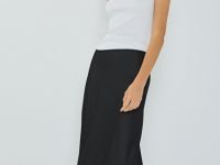 Сатиновая юбка макси, Черный