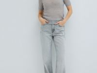 Широкие джинсы со средней посадкой, Серый