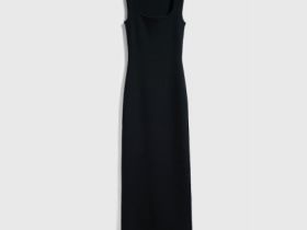 Вязаное платье в рубчик, Черный