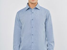 Рубашка из структурной ткани, Синий