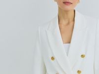 Двубортный приталенный жакет, Белый