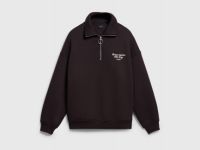 Толстовка с принтом и воротником на молнии, Коричневый