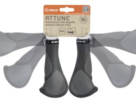 Эргономичные грипсы Velo Supergel Attune Pro D3 с фиксаторами (черный / серый 140 мм)