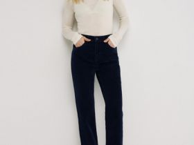 Джинсы с велюром, Синий