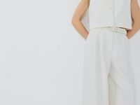 Широкие брюки со складками, Белый