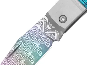 Складной нож Kizer Trestle, сталь радужный дамаск, рукоять титан/кристаллический титан