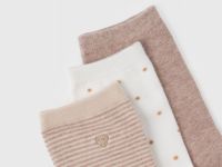 Носки с рисунком и вышивкой, 3 пары, Бежевый