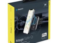 Автомобильный держатель Deppa (55202) Mage Safe Sky магнитный с беспроводной зарядкой (черный)