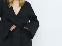 Рубашка изо льна с завязкой, Черный