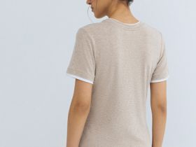 Футболка с контрастной окантовкой, Бежевый