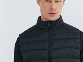 Ультралёгкий жилет с воротником-стойкой, Черный