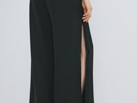 Двуслойные брюки из шифона, Черный