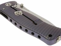 Нож складной LionSteel SR1 V (VIOLET), сталь Sleipner Satin Finish, рукоять титан по технологии SOLID®, фиолетовый