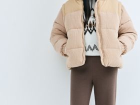 Вельветовая утеплённая куртка для девочек, Бежевый