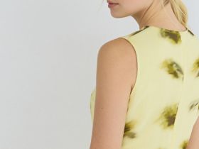 Платье из шифона с принтом, Желтый