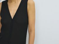 Удлинённый жилет из трикотажа, Черный