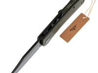 Складной нож Petrified Fish Victor Green, сталь K110, рукоять микарта