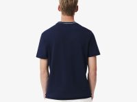 Мужская футболка Lacoste с воротником в полоску из эластичного хлопка