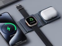 Беспроводное зарядное устройство Deppa MagSafe Mini Fold QI 3 в 1 (23164) для смартфона/наушников/Apple Watch 15W (черный)